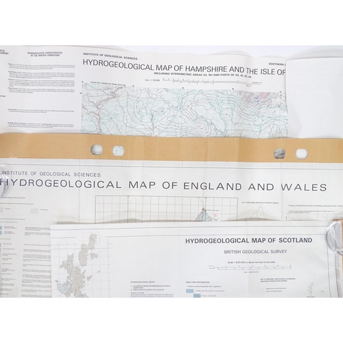 17 - A quantity of 20thC 1:50km Hydrogeological maps, areas including Chilterns and Downs, Hampshire, Sou... 