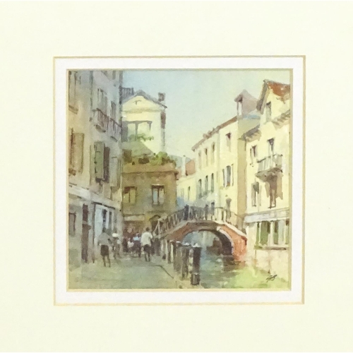 19 - George Busby (1926-2005), Watercolour, Ponte dei Carmini, Venice. Signed with initials GB lower righ... 