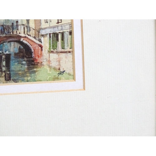 19 - George Busby (1926-2005), Watercolour, Ponte dei Carmini, Venice. Signed with initials GB lower righ... 