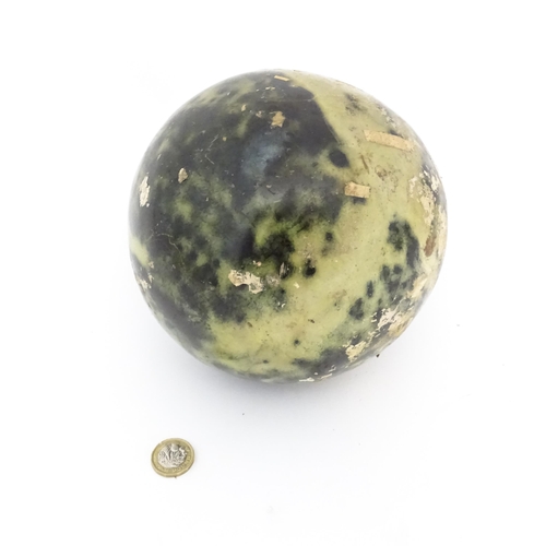 74 - Natural History / Geology Interest: A large polished hardstone specimen sphere, possibly green pyrit... 