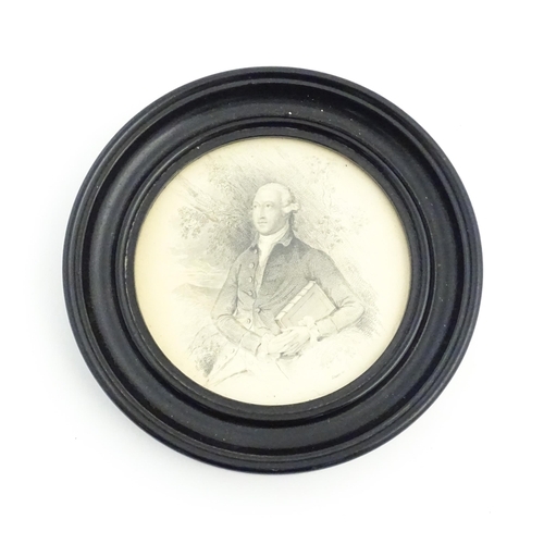 329 - A pair of early 20thC ebonised frames of oval form. Together with a ebonised frame of circular form.... 