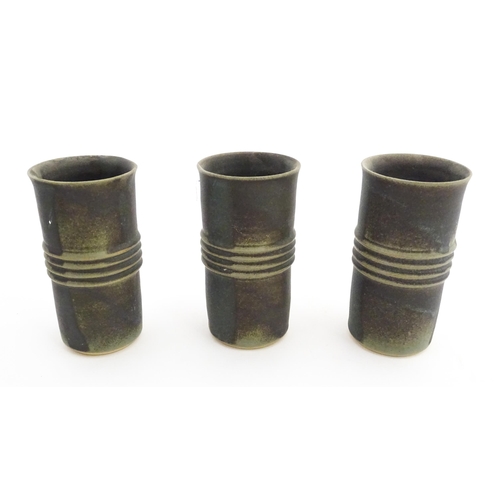 342 - Five studio pottery items by Deborah Hopson Wolpe, comprising ewer, bowl, and three beakers each wit... 