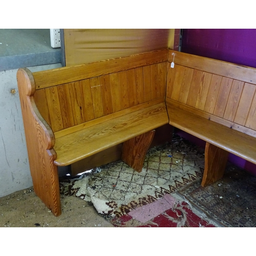 346 - A church corner pew, approx 56 1/2
