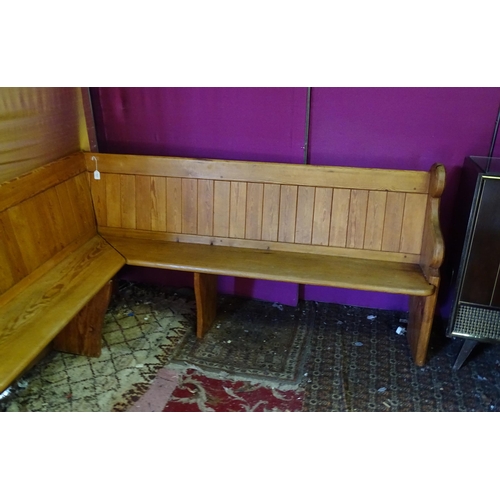 346 - A church corner pew, approx 56 1/2