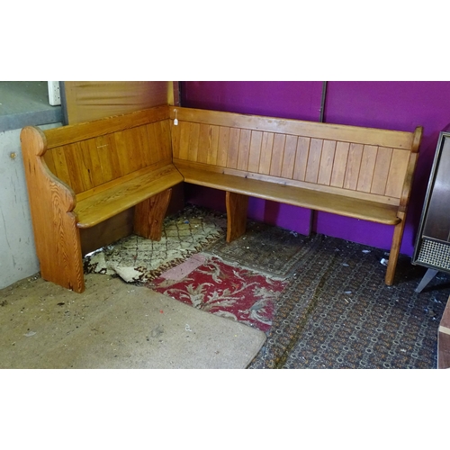346 - A church corner pew, approx 56 1/2