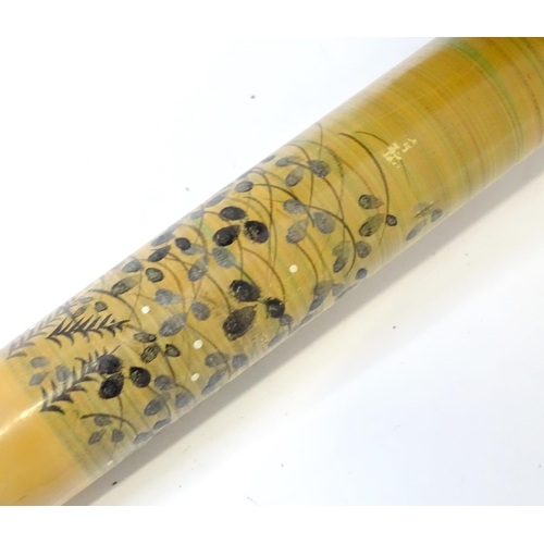 369 - A Japanese turned wooden Kokeshi style doll with painted detail. Together with a wooden model of a h... 