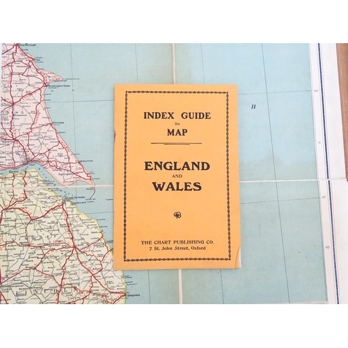 377 - Maps: A 20thC Map of England and Wales on two folding cloth sheets North Sheet and South Sheet, with... 