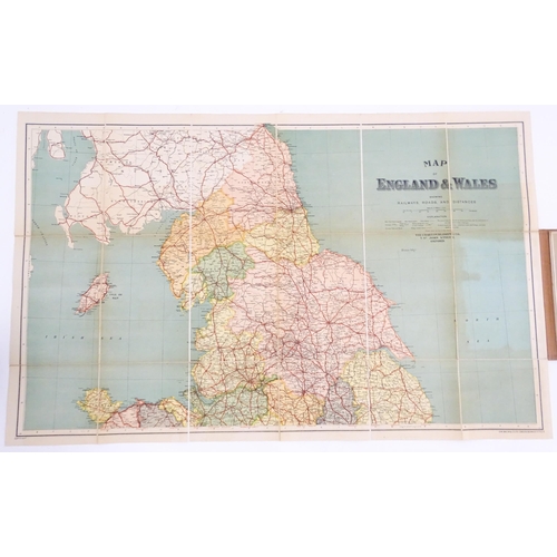 377 - Maps: A 20thC Map of England and Wales on two folding cloth sheets North Sheet and South Sheet, with... 