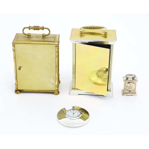 386 - Four assorted late 20thC quartz clocks to include  carriage clocks etc. The tallest approx 6 3/4