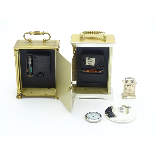 386 - Four assorted late 20thC quartz clocks to include  carriage clocks etc. The tallest approx 6 3/4