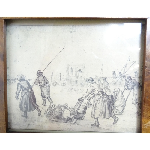 394 - An early 20thC stevengraph woven on silk titled Phoebus & Aurora. Together with a print after Hendri... 