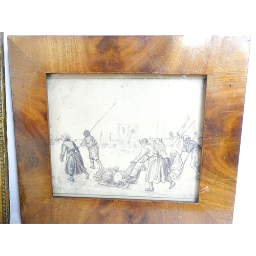 394 - An early 20thC stevengraph woven on silk titled Phoebus & Aurora. Together with a print after Hendri... 