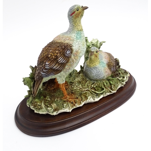 420 - A Capodimonte model of grouse birds, designed by Giuseppe Armani. Approx. 7 3/4