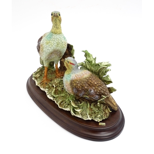 420 - A Capodimonte model of grouse birds, designed by Giuseppe Armani. Approx. 7 3/4