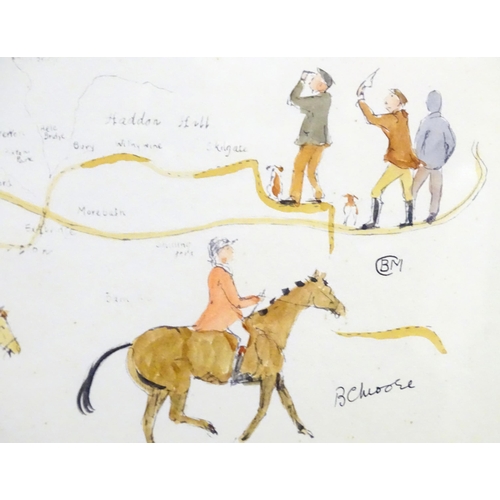 608 - Two prints comprising a map of British Racecourses after James Armstrong, and a hunting print depict... 