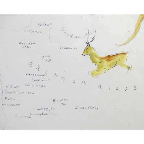 608 - Two prints comprising a map of British Racecourses after James Armstrong, and a hunting print depict... 