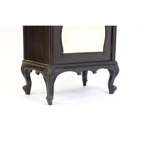 627 - A late Victorian ebonised side cabinet with a mirrored upstand, a moulded top and a single frieze dr... 