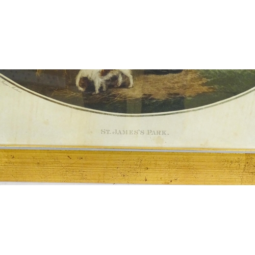 634 - F. Soiron, after George Morland, Engraving, St James Park, titled under. Approx. 14 1/2