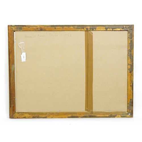 636 - Norman Rogers, 20th century, Watercolour, A view of the ancient city of Toledo, Spain. Titled lower ... 