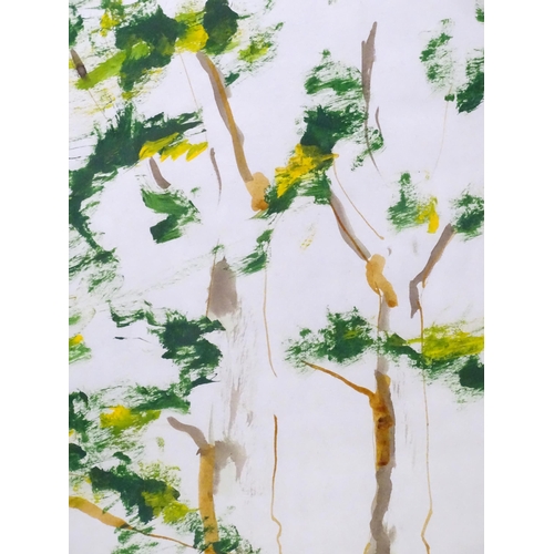 642 - A 20th century mixed media study of three trees. Signed E. Mussi, dated '78 and titled Durham lower ... 