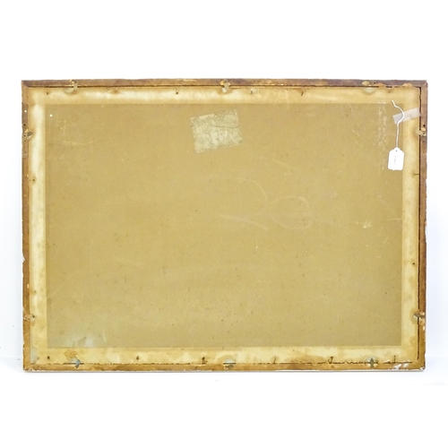 646 - 20th century, Watercolour and gouache, A Continental street scene with figures resting on a bench un... 