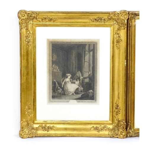 649 - Jacques-Firmin Beauvarlet after Pierre-Antoine Baudouin, Engraving, L'Amour Frivole. Together with A... 