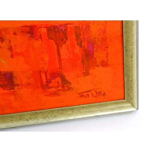 667 - Jan Wild, 20th century, Acrylic on board, Still Life in Red, Abstract. Signed lower right and titled... 