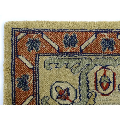 706 - Carpet / Rug  : Two runners with banded motifs to the central ochre coloured ground bordered by flor... 