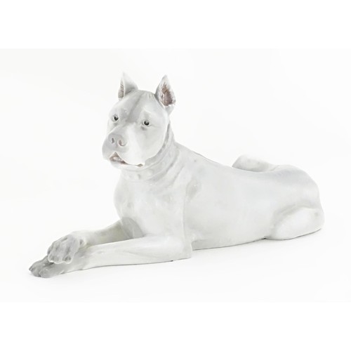 776 - A Continental model of a Great Dane dog. Indistinctly signed under. Approx. 13 1/2