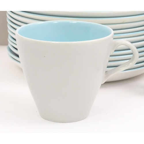 793 - A quantity of Poole Pottery twin tone blue and grey dinner wares to include plates, serving plates, ... 