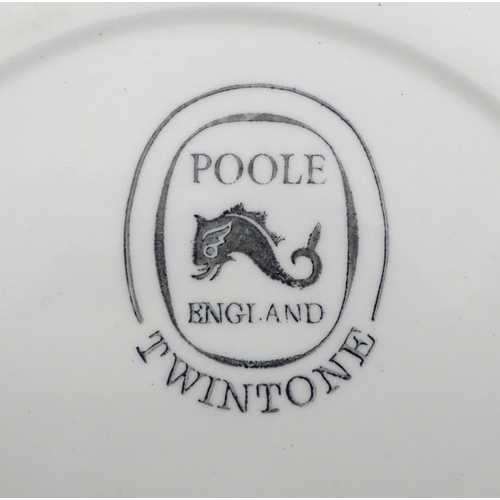 793 - A quantity of Poole Pottery twin tone blue and grey dinner wares to include plates, serving plates, ... 