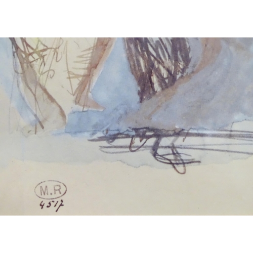 797 - A 20thC print after Auguste Rodin titled Five Studies of Cambodian Dancers. Approx. 23 1/4