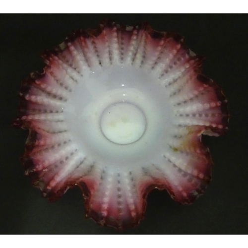 815 - A Danish glass bottle vase. Together with a bowl with flared rim. Vase approx. 16 3/4