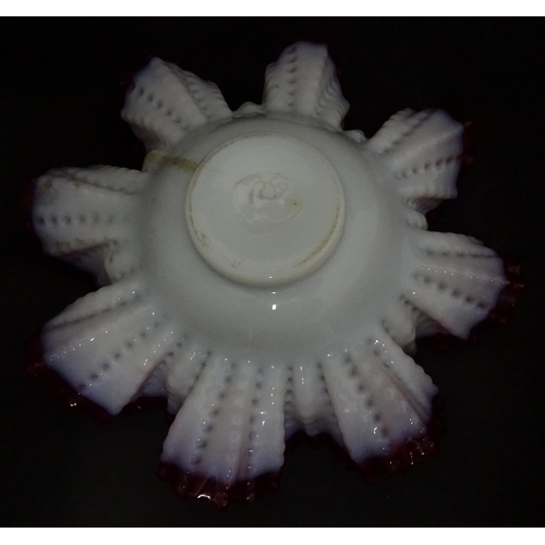 815 - A Danish glass bottle vase. Together with a bowl with flared rim. Vase approx. 16 3/4