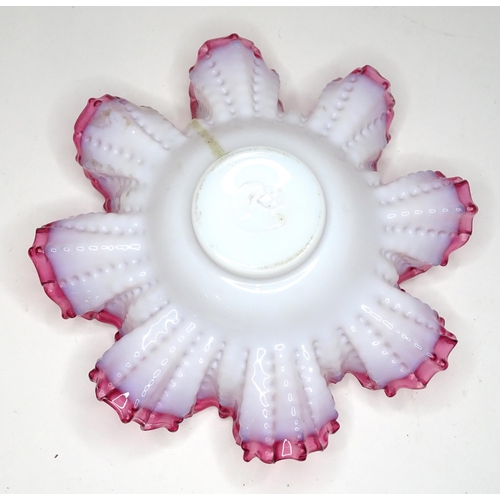 815 - A Danish glass bottle vase. Together with a bowl with flared rim. Vase approx. 16 3/4