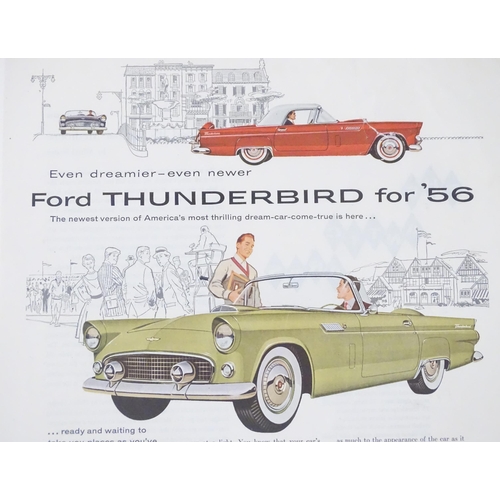 816 - A 20thC magazine advertisement for the Ford Thunderbird motorcar. Approx 13 3/4