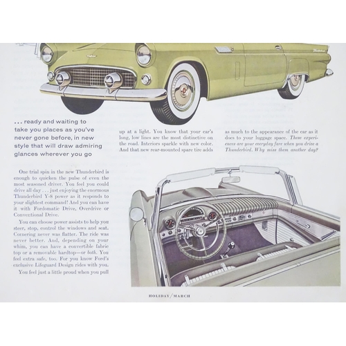 816 - A 20thC magazine advertisement for the Ford Thunderbird motorcar. Approx 13 3/4