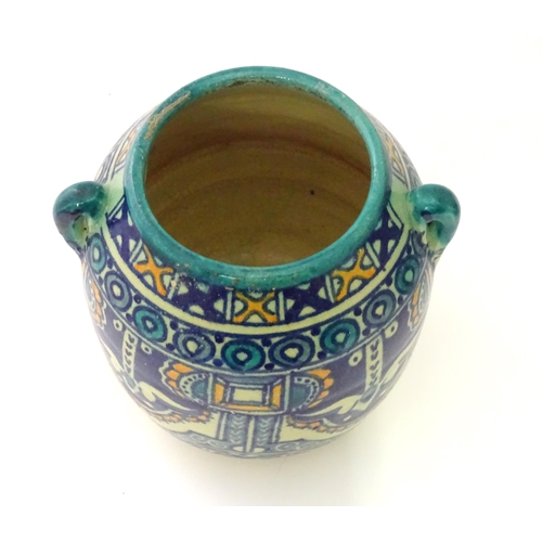 821 - Two ceramic items comprising a Continental dish with flower detail marked Pinto Italia, and a Iznik ... 