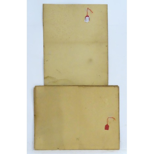 832 - Early 20th century, English School, Oil on card, Two mountain landscapes, one a river landscape with... 