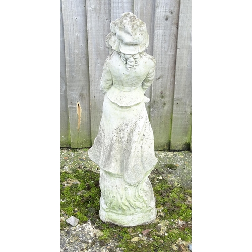 901 - Garden & Architectural : a reconstituted stone statue formed as a mother and child, standing approx ... 