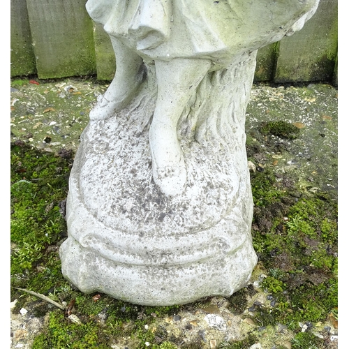 901 - Garden & Architectural : a reconstituted stone statue formed as a mother and child, standing approx ... 