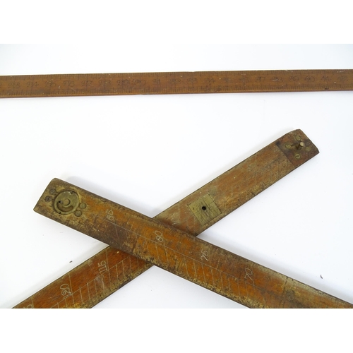 321 - An early 20thC architect's expanding rule stamped 'Smith Day & Co 1919', together with a mahogany ru... 