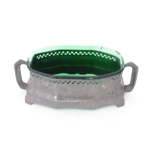 344 - A quantity of assorted metalwares to include a candlestick, copper chamberstick, inkwells, Art Nouve... 