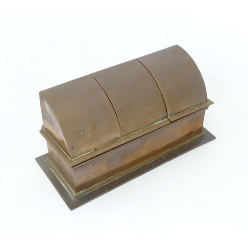 344 - A quantity of assorted metalwares to include a candlestick, copper chamberstick, inkwells, Art Nouve... 