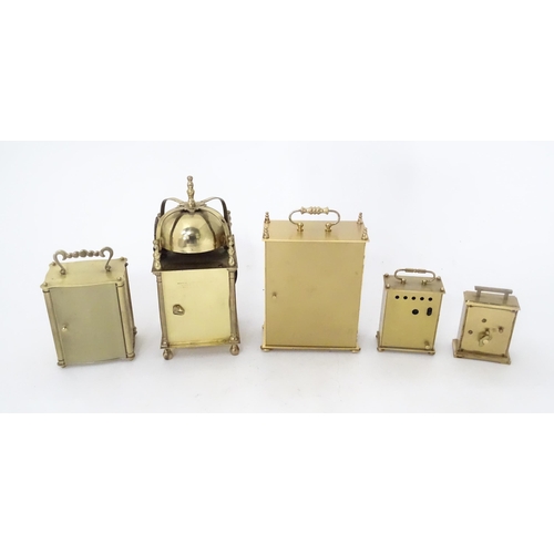 365 - A quantity of assorted quartz clocks to include carriage clock examples and a Lantern clock by Smith... 