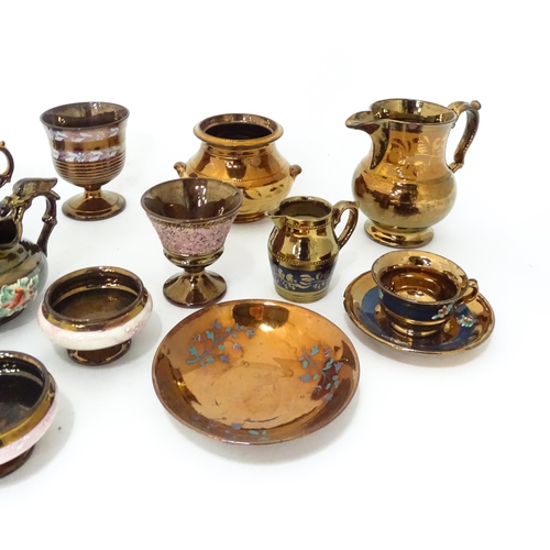 366 - A quantity of assorted lustre ware items to include jugs, tankards, mugs, goblets, vase, etc. To inc... 