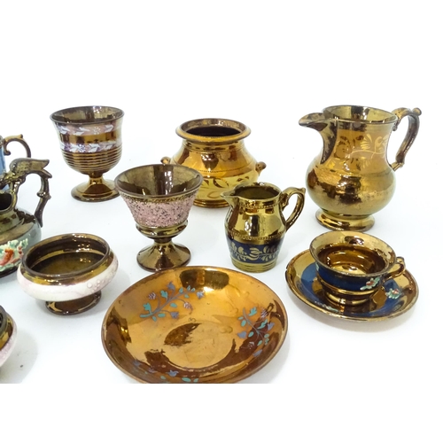 366 - A quantity of assorted lustre ware items to include jugs, tankards, mugs, goblets, vase, etc. To inc... 