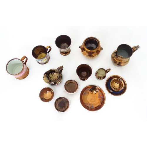 366 - A quantity of assorted lustre ware items to include jugs, tankards, mugs, goblets, vase, etc. To inc... 