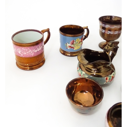 366 - A quantity of assorted lustre ware items to include jugs, tankards, mugs, goblets, vase, etc. To inc... 