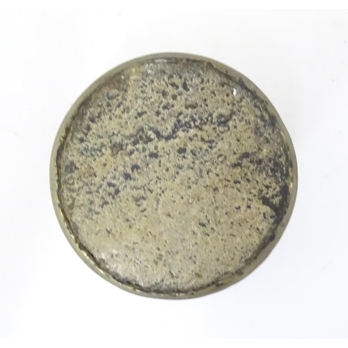 368 - Militaria : an early 20thC brass and lead weight, possibly a Trenchart paperweight, approx 3 1/4